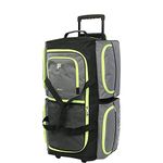 Fila 7-Pocket Large Rolling Duffel Bag, Grey/Neon Lime, One Size, 7-Pocket Large Rolling Duffel Bag