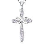 YL Women's Cross Necklace Sterling Silver Infinity Crucifix Pendant Created Alexandrite Criss Jewelry