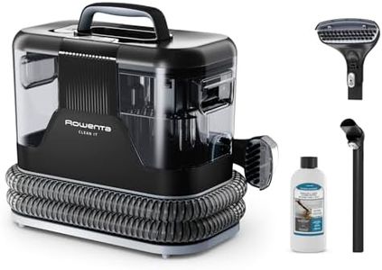Rowenta Clean It Fleckenreiniger, tragbarer Teppichreiniger, schnelle und einfache Reinigung, abnehmbarer 1.8-Liter-Tank, wechselbare Reinigungsköpfe, 400 Watt, Grau, Schwarz, IN5010F0