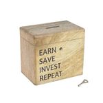 Money Bank for Adults & Kids/Piggy Bank with Lock/Large Size Wooden Coin Saving Box by FIRSTWOODEN