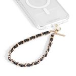 Case-Mate Phone Charm | Detachable Anti Theft Phone Strap | Hands-Free iPhone Wrist Strap for Women | Phone Chain Wristlet - Fits Apple, Samsung, Google Pixel & More | Gold Chain/Black Leather