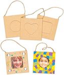 Baker Ross E7573 Design Your Own Hanging Photo Frames (Pack of 12) For Kids to Decorate and Display, Brown