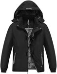 MoFiz Kid's Ski Jacket Waterproof Warm Winter Coat Boy's Fleece Snowboarding Jackets Hooded Winter Thick Coat BH-Black 6-7 Years