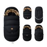 Fairy Baby Universal Baby Stroller Bunting Bag Multifunction Sleeping Bag Winter Outdoor Waterproof Pushchair Footmuff Sack with Zipper for 0-36 Months Black