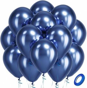 Bezente Metallic Navy Blue Latex Party Balloons - 100 Pack 12 inch Round Helium Chrome Navy Blue Balloons for Graduation Wedding Birthday Gender Reveal Carnival Party Decorations