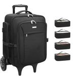 Relavel Rolling Makeup Train Case with 2 Big Wheels, Professional Makeup Artist Backpack with Adjustable Dividers & 4 Small Bags, Portable Make Up Travel Organizer Makeup Case for Daily Use, Black