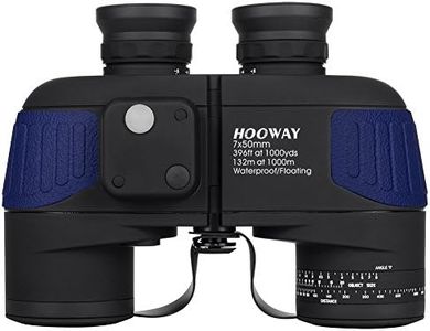 Waterproof Fogproof Military Marine Binoculars,Hooway 7x50 Binoculars with w/Internal Rangefinder & Compass for Navigation,Boating,Bird Watching(Blue)