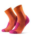 DANISH ENDURANCE Walking Socks Merino Wool Lightweight, Anti Blister Hiking Socks, Breathable Trekking Socks, for Men & Women, Fuchsia/Orange 3-6