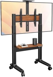 Perlegear Motorized Mobile TV Stand on Wheels for 37–86 Inch TVs up to 154 lbs, Electric Height Adjustable Rolling TV Stand, VESA 200x200–600x400mm, Wooden Shelf & Panel, PGTVMC26B