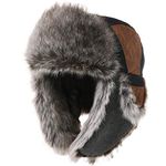 Fancet Unisex Winter Hats for Men Womens Faux Fur Earflap Hunting Shooting Hat Warm Ushanka Russian Trooper Trapper Outdoor Ski Fashion Black 58-60CM