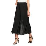 Alex Evenings Women's Wide Leg Chiffon Dress Pant for Mother of The Bride, Elegant Party Outfit (Petite and Regular Sizes), Black Mesh Cropped, Small