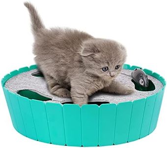 Pawaboo Interactive Cat Toy With Running Mouse, Electronic Motion Automatic Teaser for Indoor Cats, Pop and Play Hide Seek Hunting Mouse for Pet Kitten Play Fun Exercise, Lake Blue