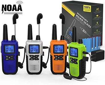 Topsung 4 Long Range Walkie Talkies Rechargeable for Adults - NOAA 2 Way Radios Walkie Talkies 4 Pack - Long Distance Walkie-Talkies with Earpiece and Mic Set Headset USB Charger Battery Weather Alert