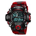 Acnos Premium Brand-A Digital Watch Shockproof Multi-Functional Automatic 5 Color Army Strap Waterproof Digital Sports Watch For Men's Kids Watch For Boys Watch For Men 1 Pc (1.Red, Polyurethane)