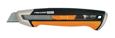 Fiskars CarbonMax Snap-Off Knife, Length 16,5cm, Including (18mm), Stainless Steel Blade/Plastic Handle, 1027227, Orange/Black