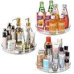 3 PCS Clear Lazy Susan Turntable Cabinet Organizer 9 Inch, Rotating Plastic Lazy Susan Organizer for Countertops, Table, Fridge Pantry Organizers and Storage