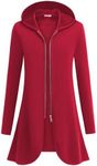 Zeagoo Women Zip up Hoodies Casual Pockets Tunic Sweatshirt Long Hoodie Outerwear Jacket Red XX-Large