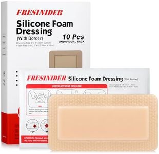 FRESINIDER 4" x 8" Pack of 10 Silicone Foam Wound Dressing - Waterproof Adhesive Bandages with Bordered - Super Absorbent & Breathable for Optimal Wound Care