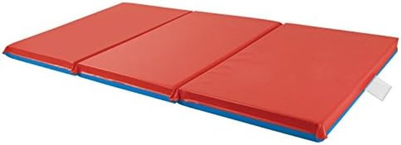 ECR4Kids Premium Folding Rest Mat, 3-Section, 1In, Classroom Furniture, Blue/Red