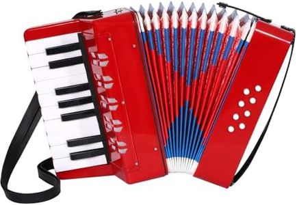 AIMEIS Accordion 17 Keys Mini Accordian,Musical Instrument,8 Bass Button Piano Accordion for Beginners (Red)