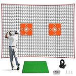 Golf Practice Barrier Net 10x 20ft, Golf High Impact Ball Hitting Net Containment with Mat and Tees Heavy Duty for Training Hockey Baseball Soccer Volleyball (10x 20 ft)