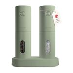 LARS NYSØM Electric Salt and Pepper Grinder Set I Automatic Salt and Pepper Mills with Adjustable Ceramic Grinder I USB Rechargeable Electric Spice Grinder Set (Sage Green)