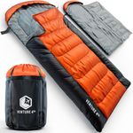 3-Season XL Sleeping Bag, Extra Large – Lightweight, Comfortable, Water Resistant, Backpacking Sleeping Bag for Big and Tall Adults – Ideal for Hiking, Camping & Outdoor Adventures – Orange/Gray