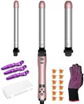 Curling Iron Automatic Hair Curler Ionic 1 Inch 3/4 Inch 1 1/4 Inch丨3-1 Rotating Curling Wand with 3 Interchangeable Heating Rods丨Fast Heat Up 4 Temps Led Display Auto Shut Off Curling Set Ceramic