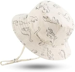 XIAOHAWANG Dinosaure Bébé Chapeau de Soleil pour Enfant Fille Garçons été Bonnet Anti-UV Bébé Chapeaux Bob (Blanc Dinosaure, 48CM(6 à 12 Mois))