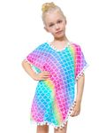 Kid Girls Chiffon Unicorn Mermaid Cover-up Beach Swimsuit Coverup Pompom Tassel