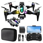 ADEPTNA Premium Foldable Camera Drone with Dual WiFi Cameras Obstacle Avoidance Brushless Motor Altitude Hold One-Key Start 360° Flip Long Battery Life Carry Case Quadcopter for Adults & Kids (WHITE)