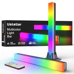 Ustellar RGB Light Bar Sync with Music, Colour Changing Gaming TV Backlight with Remote, USB Powered Ambient Lamp, 8 Dynamic Modes for Room Decor 2pcs