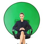 56in Round Green Screen Backdrop, Portable Collapsible Webcam Backdrop, Green Screen Chair Background for Video Chats, Live Broadcast