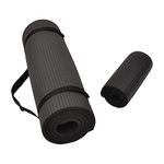 BalanceFrom All Purpose 1/2-Inch Extra Thick High Density Anti-Tear Exercise Yoga Mat and Knee Pad with Carrying Strap, Black