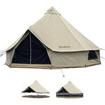 KingCamp Khan Camping Bell Tent 4m/5m Super Space Cotton Heavy Duty Waterproof Luxury Outdoor Pyramid Tent/4/8 Person Family Outdoor Full Season Cotton Camping Tent