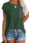 isermeo Casual Short Sleeve Tshirts,Womens Summer Crewneck Flowy Tee Shirt Blouse Tops Green-M