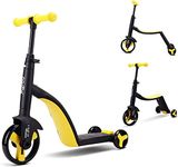 Little Bambino Bike Kids Scooter 3 in 1, Scooter for Boys and Girls, Toddler Bike (pedal) 3 Wheel Tri Scooter (Yellow & Black)