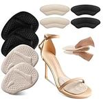 Riootlnm Metatarsal Pads, Ball of Foot Cushions, Heel Pads Inserts for Too Big Shoe, Reduce Foot Pain, No Slip Heel Grips Liners Shoe Pads for Loose Shoe, Blisters (Beige+Black)