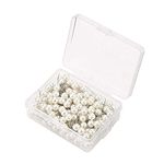 200Pcs Round Plastic Head Push Pins Head Tacks Map Push Pins Office School Supplies for Map Cork Notice Board Marking () Pearl White