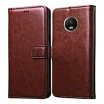 Casotec Flip Cover for Motorola Moto G5 Plus | Premium Leather Finish | Inbuilt Pockets & Stand | Flip Case for Motorola Moto G5 Plus (Brown)