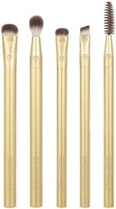 EcoTools Precious Metals Ensemble de pinceaux éclaircissants pour les yeux, kit de pinceaux de maquillage de précision pour fard à paupières, chrome, lot de 5 pièces