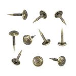 Homdire Upholstery Tacks with Small Head, 5/16 inch Vintage Furniture Tacks Nails for Upholstery, 200pcs Mini Decorative Nails with Threaded Leg, Sofa Tacks for Woods (Antique Brass)