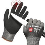 Schwer Cut Resistant Gloves Level 9, Touchscreen, Sandy Nitrile Coated Safety Work Gloves With Grip, for Handle Glass, Detect Metal, HVAC, Warehouse, Construction,Wood Work, Automotive,Black