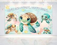 5x3 FT 'Slow and Steady, Baby's Ready' Sea Turtle Baby Shower Backdrop - Adorable Oceanic Celebration Decor