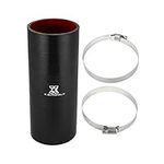 X AUTOHAUX 76mm 2.99" ID Car Straight Silicone Hose Tube with Clamps Black Red