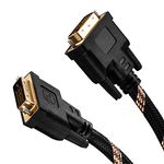 DVI to DVI Cable 25Ft,Nylon Braided DVI-D 24+1 Dual Link Male to Male Digital Video Cable Gold Plated with Ferrite Core Support 2560x1600 for Gaming, DVD, Laptop, HDTV and Projector (25 Ft/8M)