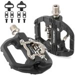 MTB Pedals SPD Flat Dual Platform with Cleats - Compatible with Shimano SPD Clipless Bike Pedals, 3 Sealed Bearing Lightweight Nylon Fiber Bicycle Pedal for Gravel BMX City Bike