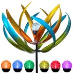 XPSCOCO Solar Wind Spinner,74 inch Multi Color Tulip Wind Spinner - Yard Decorations - Solar Powered Glass Ball - Garden Decoration, LT00200S1