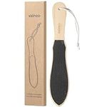 Valneo Nano Glass Foot File - Gentle Hard Skin Remover and Feet Scraper - Heel Scrubber Files for Home Pedicure and Callus Removal - with Ergonomic Wooden Handle and Hanging Cord