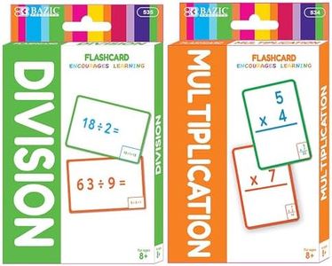 BAZIC Products Multiplication & Division Flash Cards, Number Math Calculation Card Game Education Training Learning Practice Smart (36/Pack), Set of 2-Pack